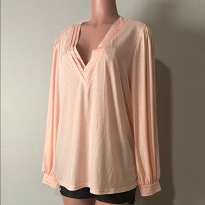 Agnes Urban Women's Pink V Neck Long Sleeve Casual Top Shirt Size XXL